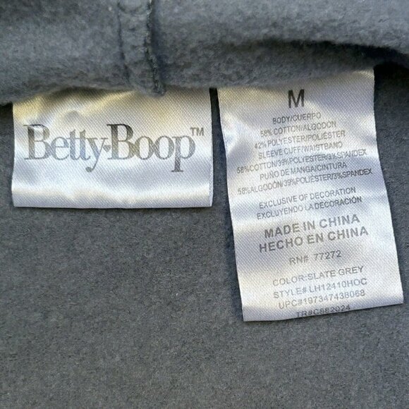 Betty Boop Hoodie Womens Medium Born to Ride Motorcycle Club Los Angeles Gray - Picture 6 of 11